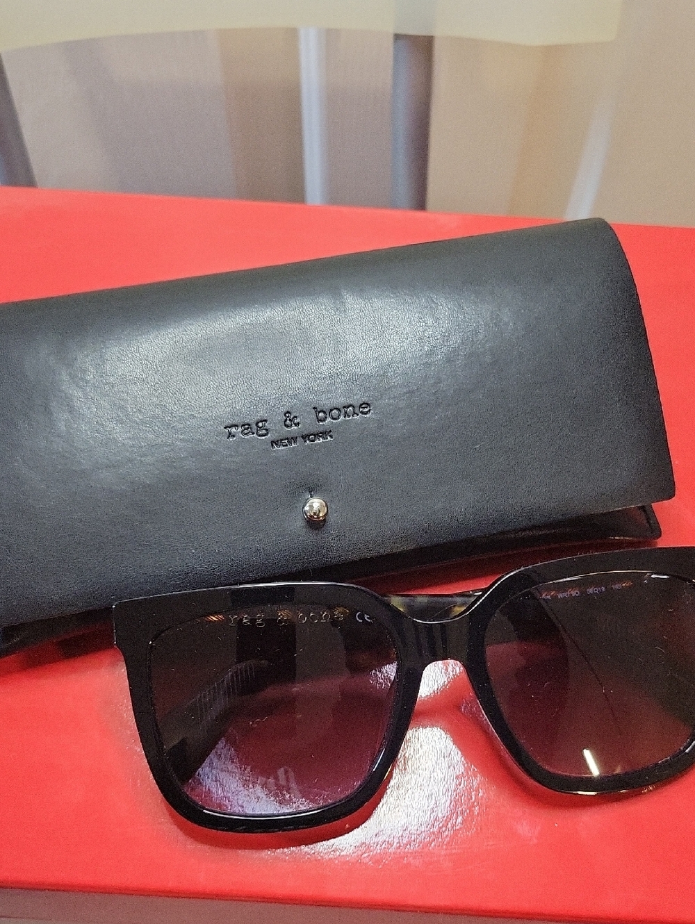 rag & bone Black Gloss Sunglasses with Gradient Lenses